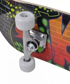 vidaXL Oval Shape Skateboard 9 Ply Maple Graffiti Design 8″