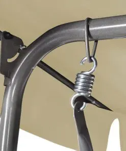 vidaXL Outdoor Hanging Swing Bench with a Canopy for 3 Persons Sand White