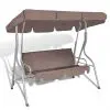 vidaXL Outdoor Hanging Swing Bench with a Canopy Coffee for 3 Persons