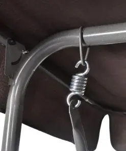 vidaXL Outdoor Hanging Swing Bench with a Canopy Coffee for 3 Persons