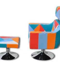 vidaXL TV Armchair with Patchwork Design Fabric