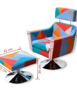 vidaXL TV Armchair with Patchwork Design Fabric