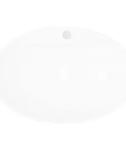 vidaXL Luxury Ceramic Basin Oval with Overflow and Faucet Hole