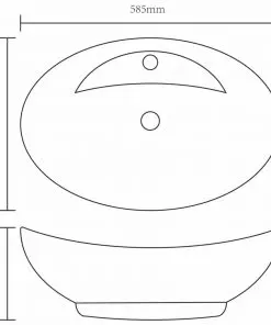 vidaXL Luxury Ceramic Basin Oval with Overflow and Faucet Hole