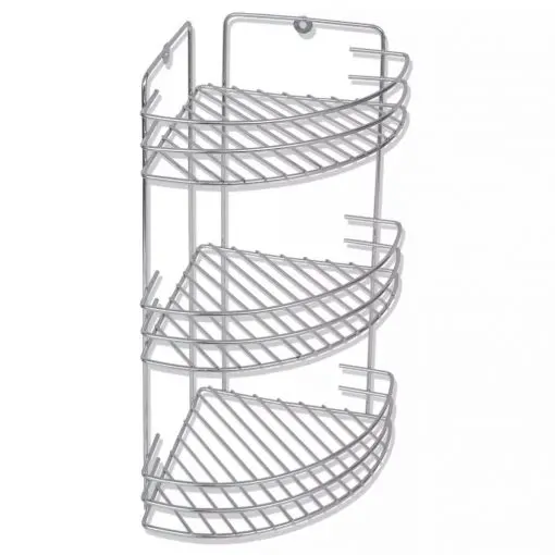 vidaXL Wall Mounted Shower Corner Shelf 3-Tier Metal