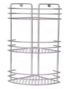 vidaXL Wall Mounted Shower Corner Shelf 3-Tier Metal