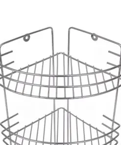 vidaXL Wall Mounted Shower Corner Shelf 3-Tier Metal