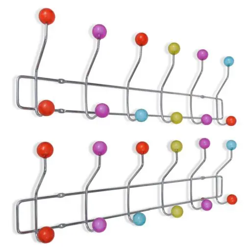 vidaXL Colourful Wall Peg Board with 12 Hooks 2 pcs