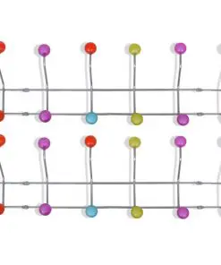vidaXL Colourful Wall Peg Board with 12 Hooks 2 pcs