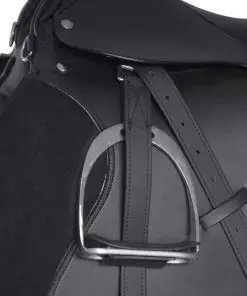 vidaXL Horse Riding Saddle Set 16″ Real Leather Black 14 cm 5-in-1