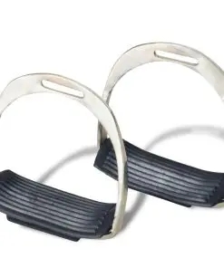 vidaXL Horse Riding Saddle Set 16″ Real Leather Black 14 cm 5-in-1