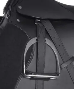 vidaXL Horse Riding Saddle Set 17.5″ Real leather Black 12 cm 5-in-1