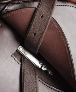 vidaXL Horse Riding Saddle Set 16″ Real Leather Brown 14 cm 5-in-1