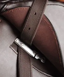 vidaXL Horse Riding Saddle Set 17,5″ Real Leather Brown 12 cm 5-in-1