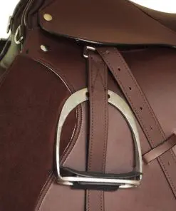 vidaXL Horse Riding Saddle Set 17,5″ Real Leather Brown 12 cm 5-in-1