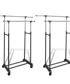 vidaXL Adjustable Clothes Rack with 2 Hanging Rails 2 pcs