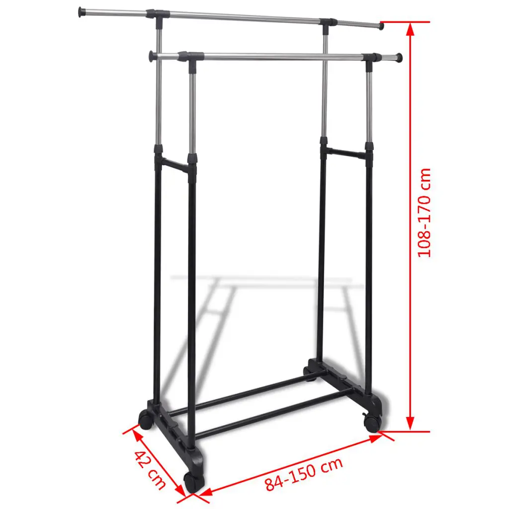 vidaXL Adjustable Clothes Rack with 2 Hanging Rails 2 pcs
