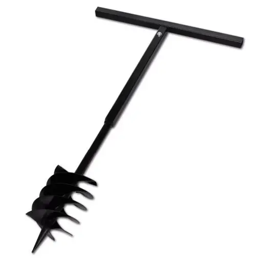 vidaXL Ground Drill with Handle Auger Bit 180mm 3 Spirals Steel Black