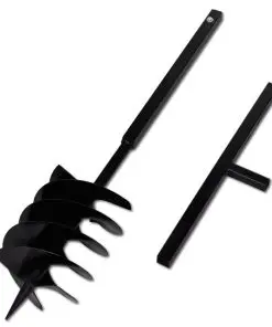 Ground Drill with Handle Auger Bit 200 mm Three Spirals Steel Black