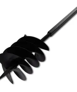 Ground Drill with Handle Auger Bit 200 mm Three Spirals Steel Black