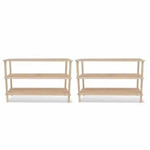 vidaXL Wooden Shoe Rack 3-Tier 2 pcs