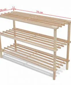 vidaXL Wooden Shoe Rack 3-Tier 2 pcs