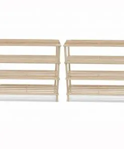 vidaXL Wooden Shoe Rack 4-Tier Shoe Shelf Storage 2 pcs