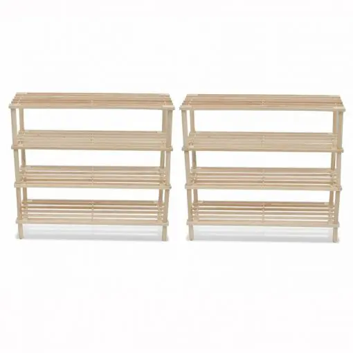 vidaXL Wooden Shoe Rack 4-Tier Shoe Shelf Storage 2 pcs