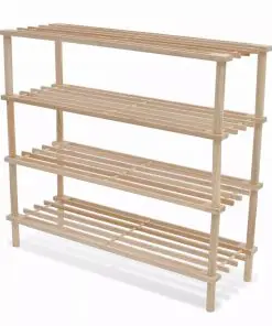 vidaXL Wooden Shoe Rack 4-Tier Shoe Shelf Storage 2 pcs