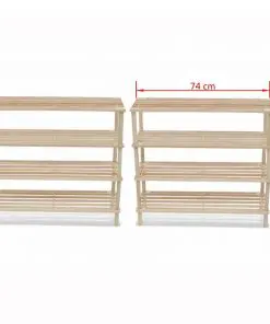 vidaXL Wooden Shoe Rack 4-Tier Shoe Shelf Storage 2 pcs
