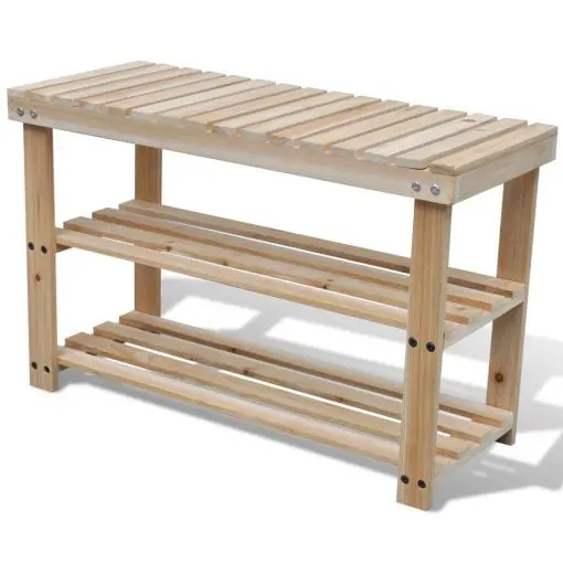 vidaXL 2-in-1 Wooden Shoe Rack With Bench Top Durable