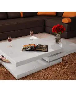 vidaXL Coffee Table 3 Tiers High Gloss White