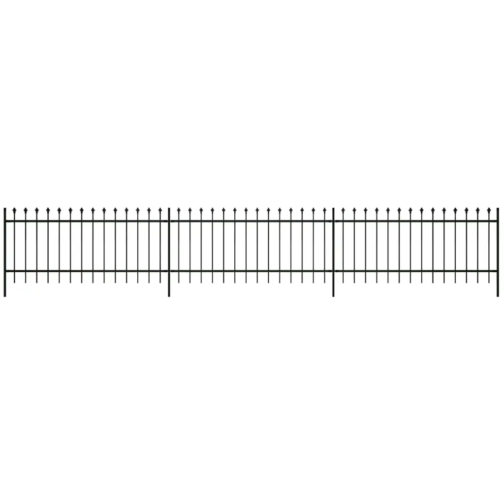 vidaXL Security Palisade Fence with Pointed Top Steel 600×60 cm Black