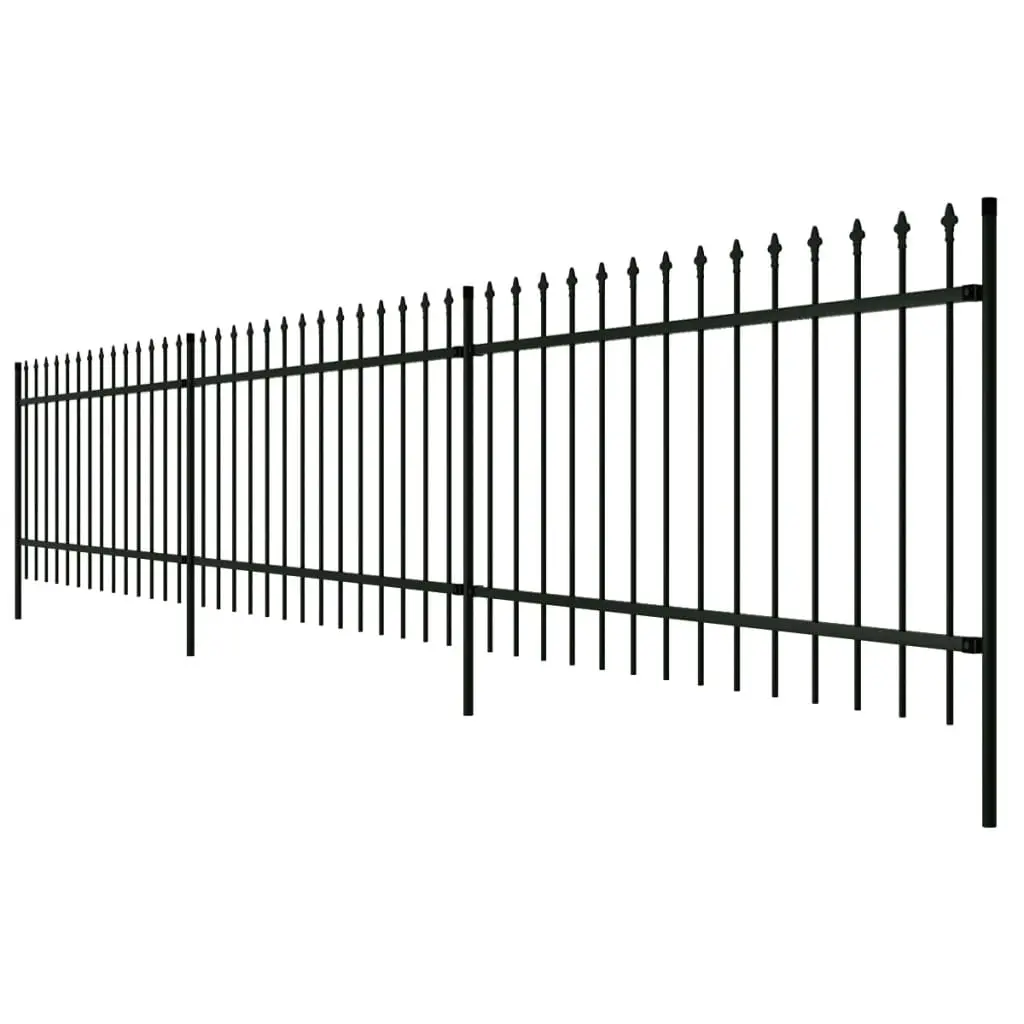 vidaXL Security Palisade Fence with Pointed Top Steel 600×60 cm Black