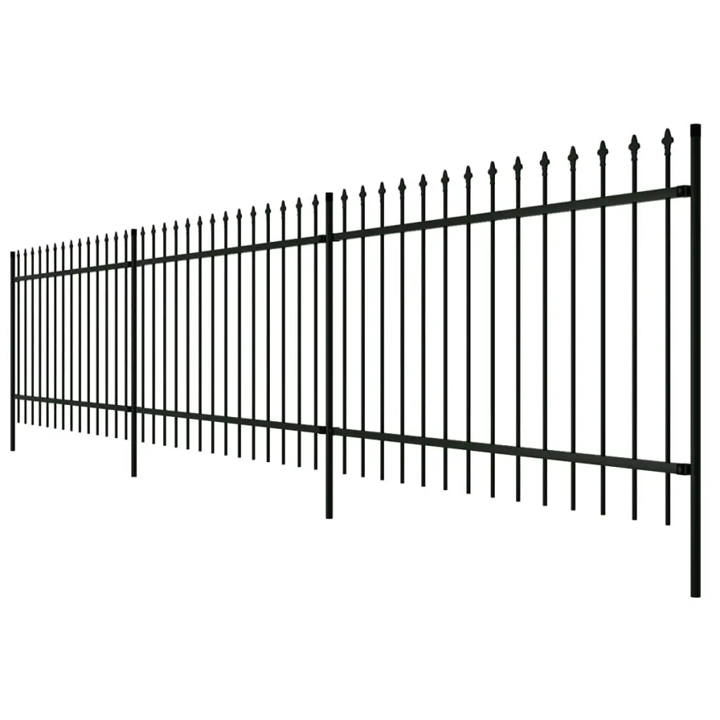 vidaXL Security Palisade Fence with Pointed Top Steel 600×80 cm Black
