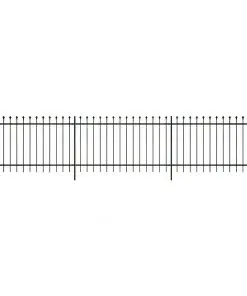 vidaXL Security Palisade Fence with Pointed Top Steel 600×120 cm Black