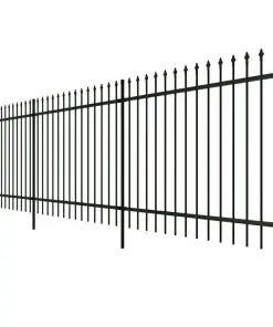 vidaXL Security Palisade Fence with Pointed Top Steel 600×120 cm Black