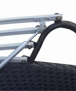 vidaXL Outdoor Lounge Bed with Canopy Poly Rattan Black