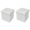 Foldable Storage Stool Ottoman Footstool White 2 pcs
