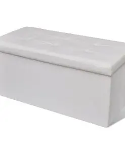 Long Foldable Storage Bench White Long Foldable Storage Bench White