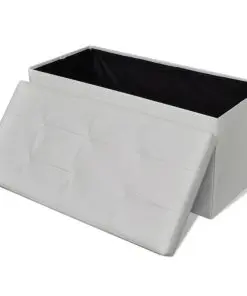 Long Foldable Storage Bench White