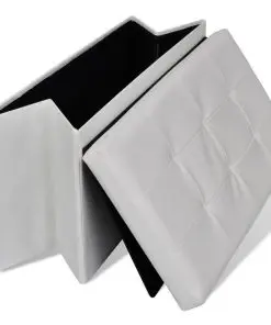 Long Foldable Storage Bench White