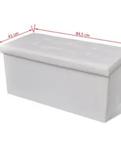 Long Foldable Storage Bench White