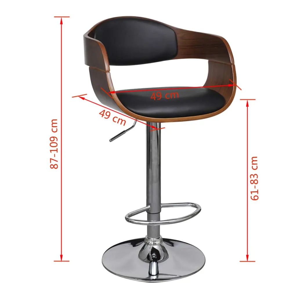 vidaXL Bar Stool Bent Wood and Faux Leather