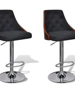 vidaXL Bar Stools 2 pcs Bent Wood and Fabric
