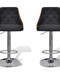 vidaXL Bar Stools 2 pcs Bent Wood and Fabric