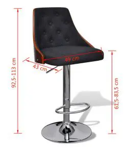 vidaXL Bar Stools 2 pcs Bent Wood and Fabric