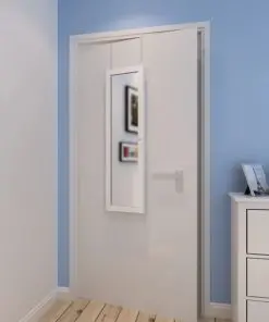 Wood Jewellery Wall Cabinet with Mirror and 2 Door Hangers