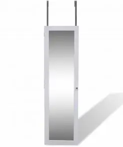 Wood Jewellery Wall Cabinet with Mirror and 2 Door Hangers