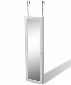 Wood Jewellery Wall Cabinet with Mirror and 2 Door Hangers